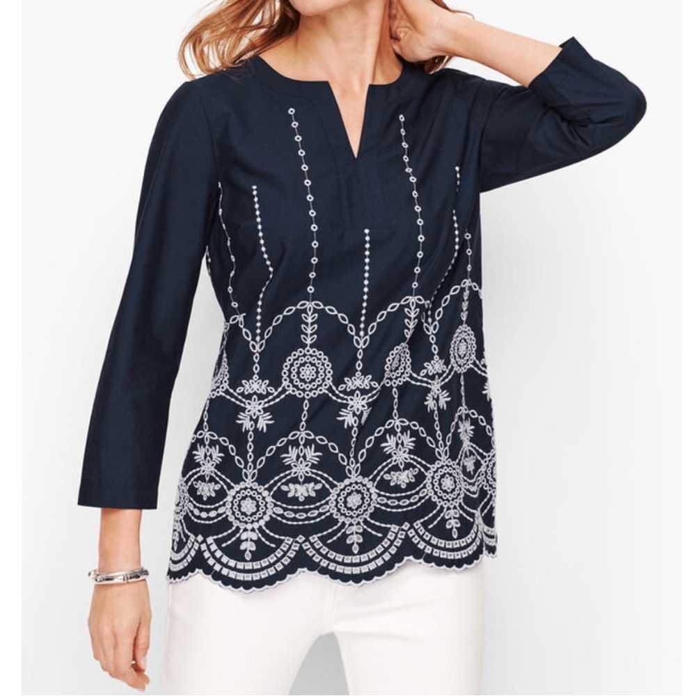 Talbots Eyelet Scallop Hem Tunic